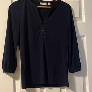 navy 3/4 sleeve shirts v neck New york and company size Small